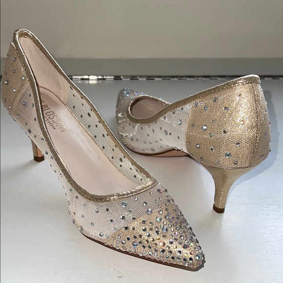 De Blossom Collection Gold Rhinestone Heels - Picture 9 of 9